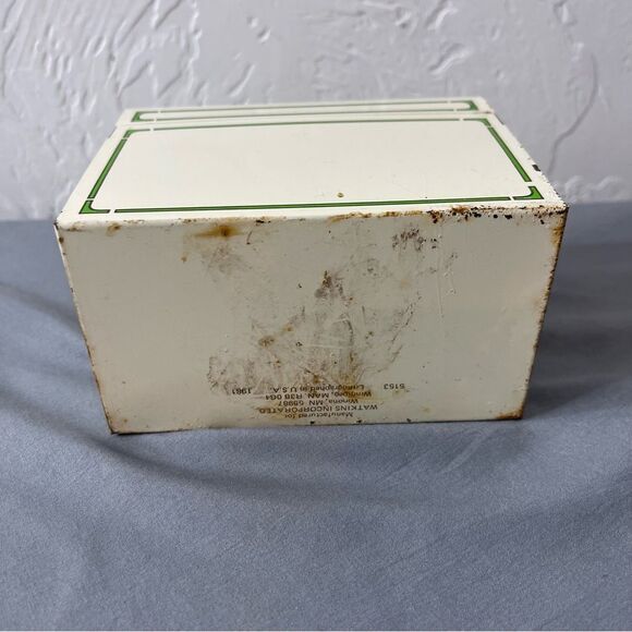 Vintage Recipe Holder 70s Blank Cards Metal Tin Watkins Vegetables - Picture 11 of 16